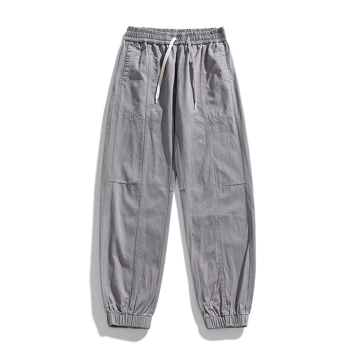 Herren Oversized Utility-Jogginghose aus robustem Baumwollmix mit Kordelbund, seitlichen Cargo‑Taschen & gerippten Bündchen Drune