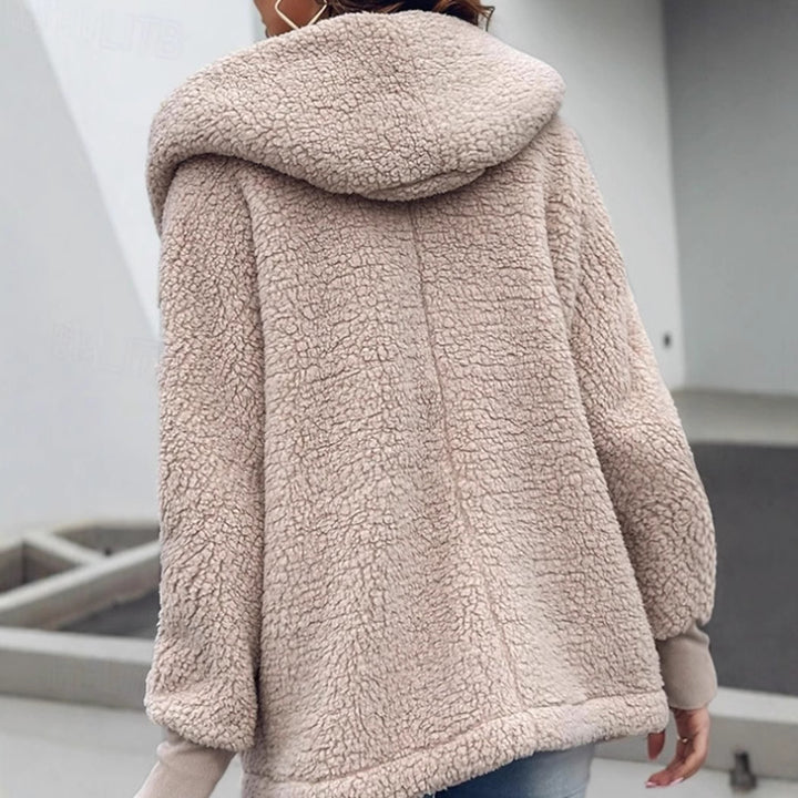 Damen Flauschige Teddyjacke mit oversized Kragen und praktischen Taschen Drune