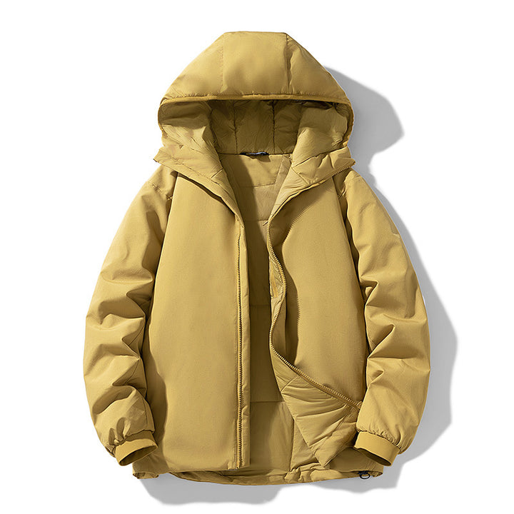 Herren Gefütterte Thermo-Winterjacke mit Kapuze, winddichter Shell und elastischen Bündchen Drune