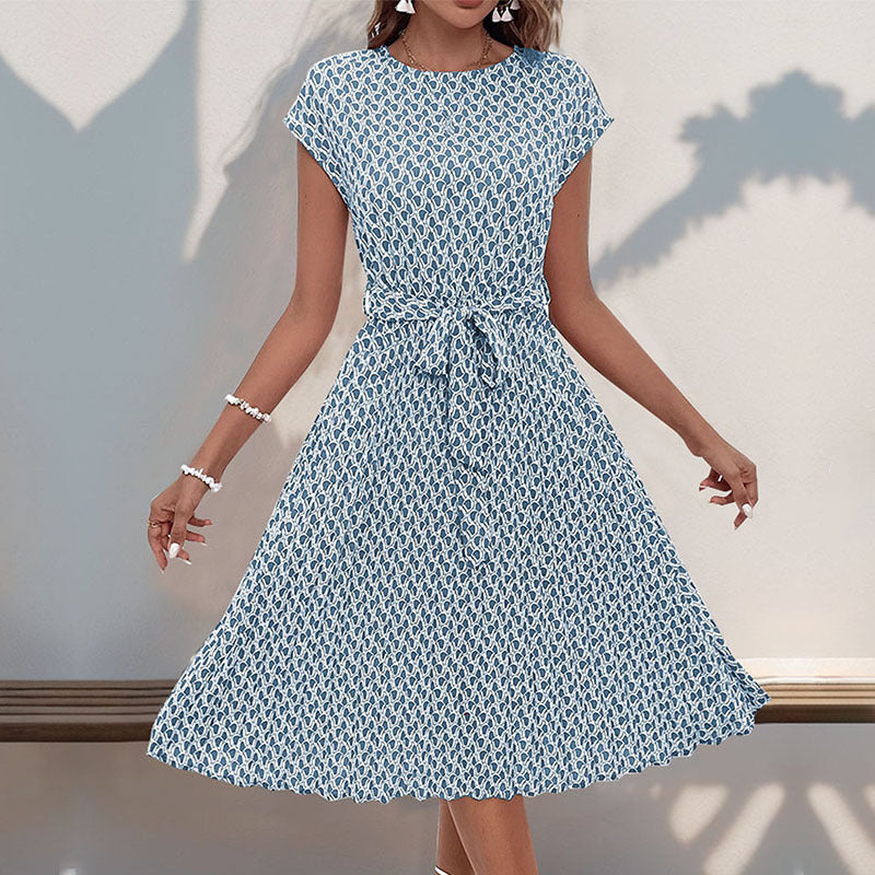 Damen Midikleid mit asymmetrischem Saum und dekorativem Bindegürtel Drune