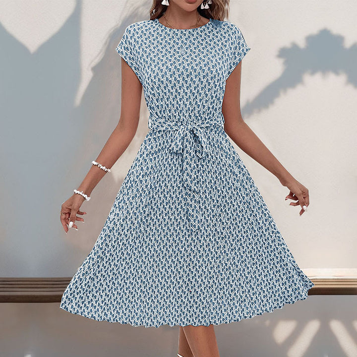Damen Midikleid mit asymmetrischem Saum und dekorativem Bindegürtel Drune