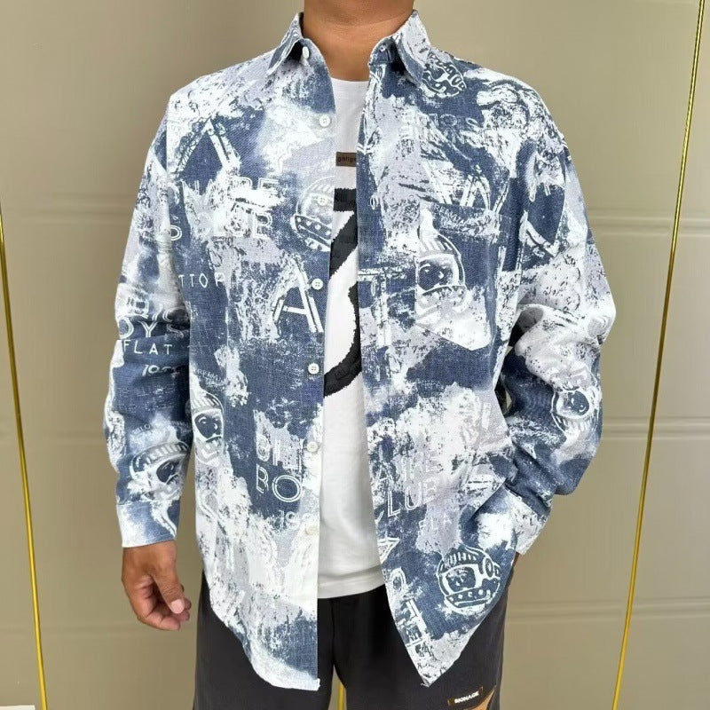 Herren modische Hemdjacke mit kreativen Druckmustern Drune