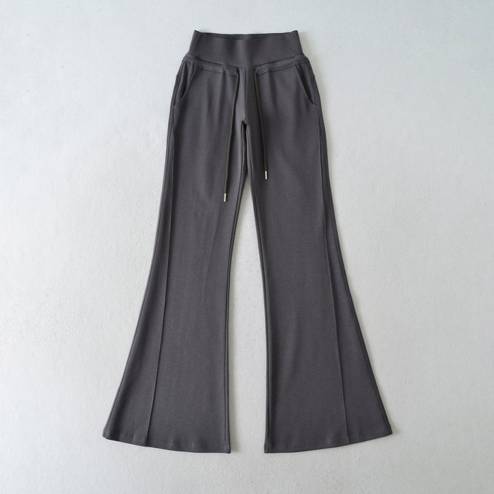 Damen flared Loungehose mit hohem Bund und praktischen Seitentaschen Drune
