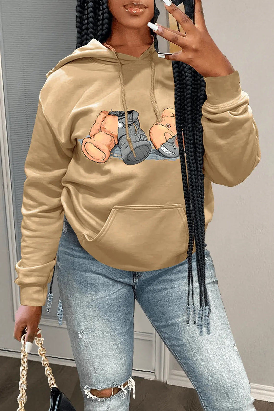 Damen Kapuzenpullover mit künstlerischem Grafikdesign Drune