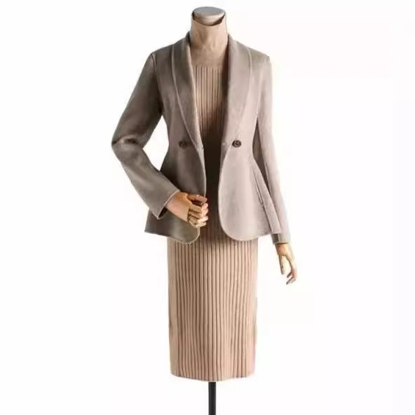 Damen Eleganter Wolle Blazer Drune