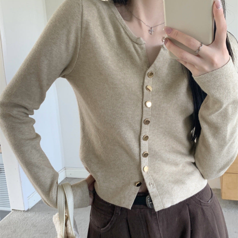 Damen elegante Strickjacke mit Knopfdetail und weichem Material Drune