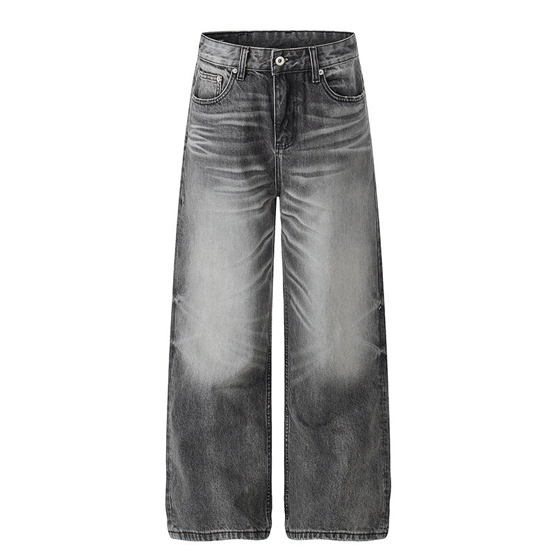 Damen Hochtaillierte Wide‑Leg Denimhose mit Used-Fade-Effekt Drune