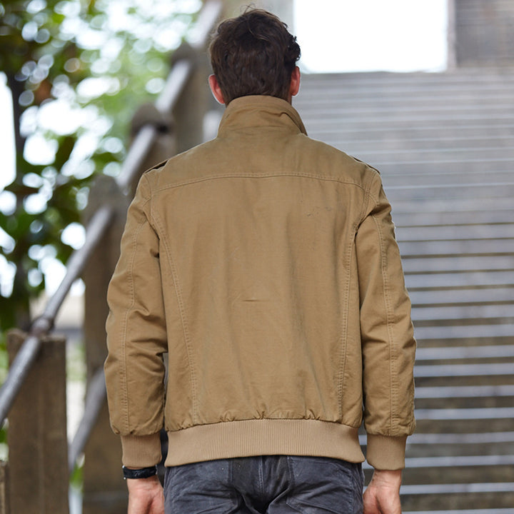 Herren Field-Bomberjacke im Military-Canvas mit Epauletten und Mehrfachtaschen Drune