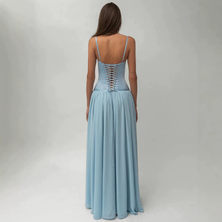 Damen nan modellierendes Bustier-Abendkleid mit vorgeformter Miederkonstruktion und weitfallendem Chiffon-Tellerrock Drune