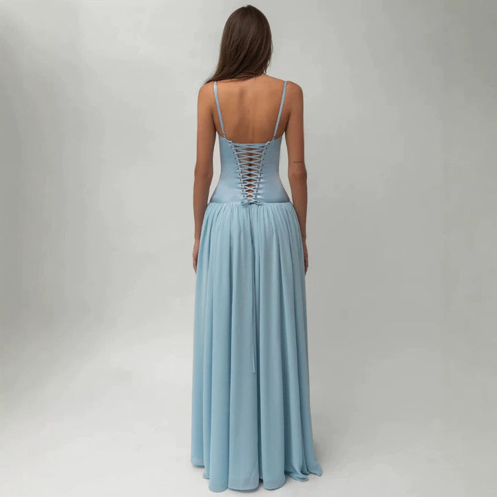 Damen nan modellierendes Bustier-Abendkleid mit vorgeformter Miederkonstruktion und weitfallendem Chiffon-Tellerrock Drune