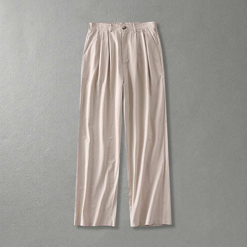 Damen Weite Bundfalten-Hose mit hoher Taille Drune