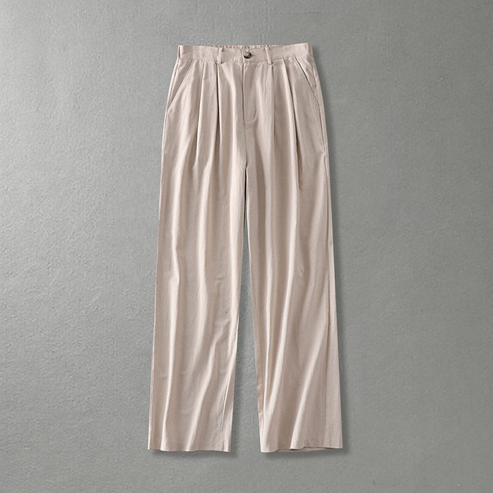 Damen Weite Bundfalten-Hose mit hoher Taille Drune