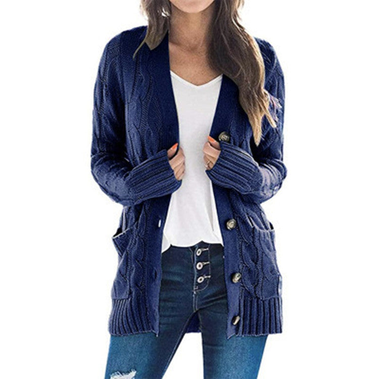 Damen Grobstrick Cardigan mit Zopfmuster und praktischen Taschen Drune