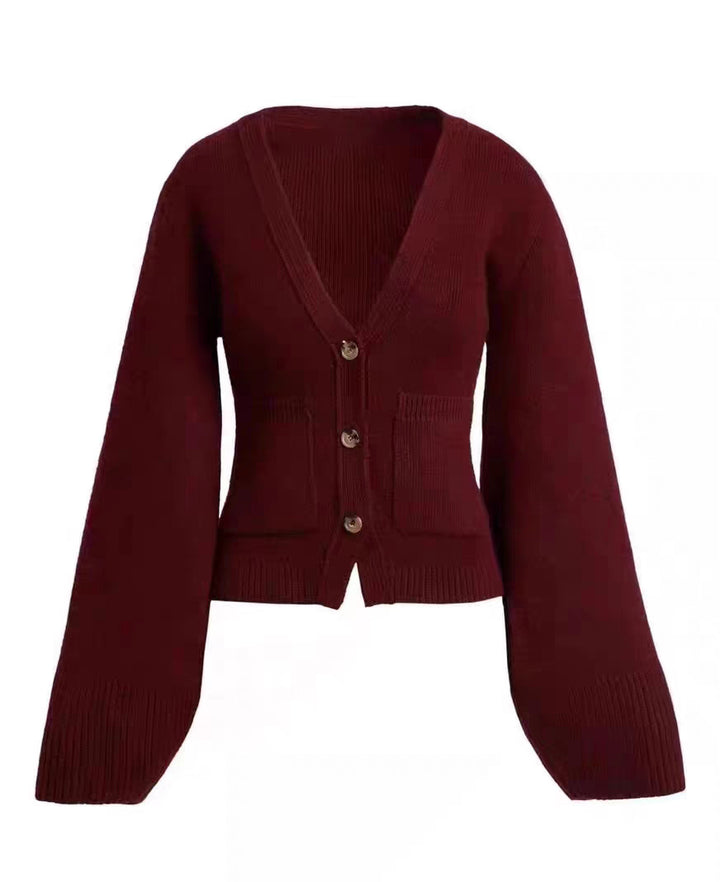 Damen Strickjacke mit tiefem V-Ausschnitt und Taschen Drune
