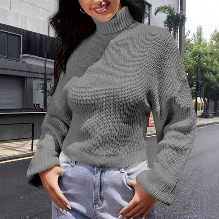 Damen Strickpullover mit hohem Kragen und lässigem Schnitt Drune