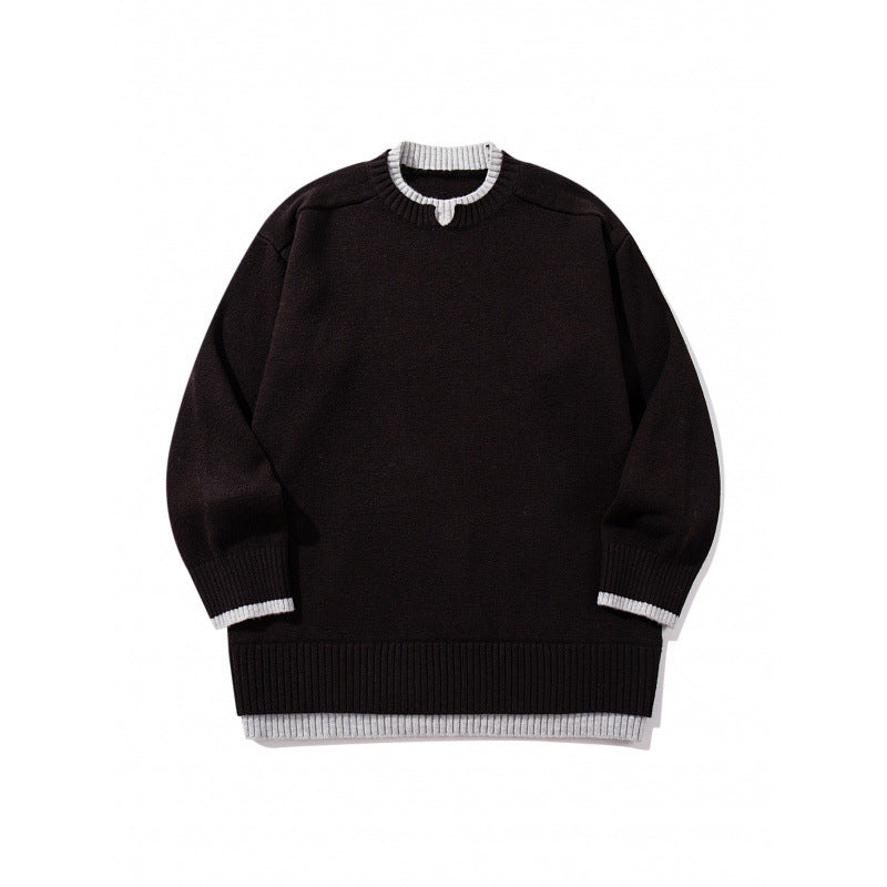 Unisex Relaxed-Fit Feinstrick-Pullover mit Kontrastbündchen und verlängertem Rippenbund Drune