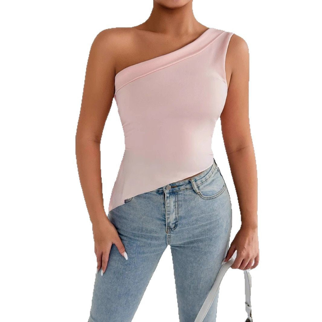 Damen asymmetrisches Top mit schulterfreiem Design und eleganter Drapierung Drune