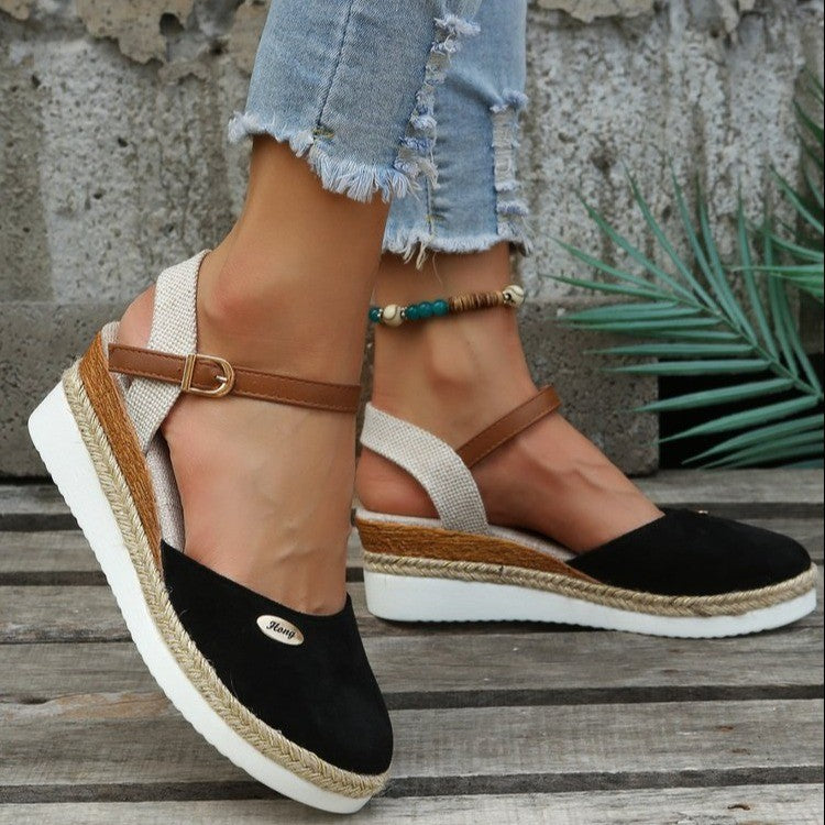 Damen Wedge-Sandalen mit geflochtenem Riemendesign und komfortablem Fußbett Drune