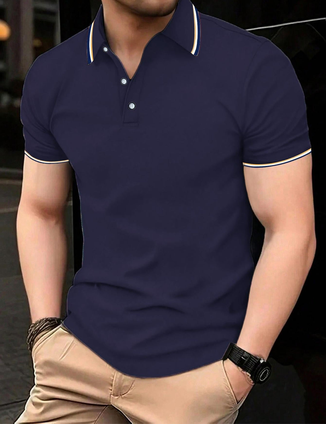 Herren Poloshirt mit modernem Kragen und sportlichem Schnitt Drune