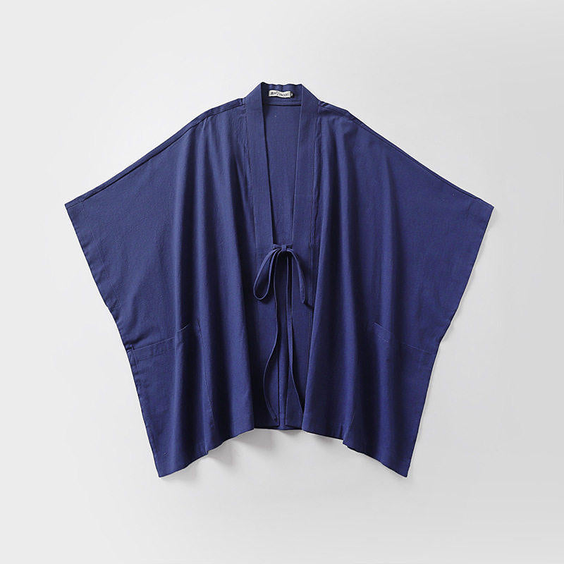 Damen Oversize Kimono-Cardigan mit Bindegürtel und Eingrifftaschen Drune