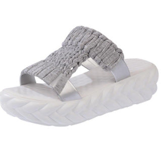 Damen nan handgewebte geflochtene Plateau-Sandalen mit ergonomischer Polstersohle Drune