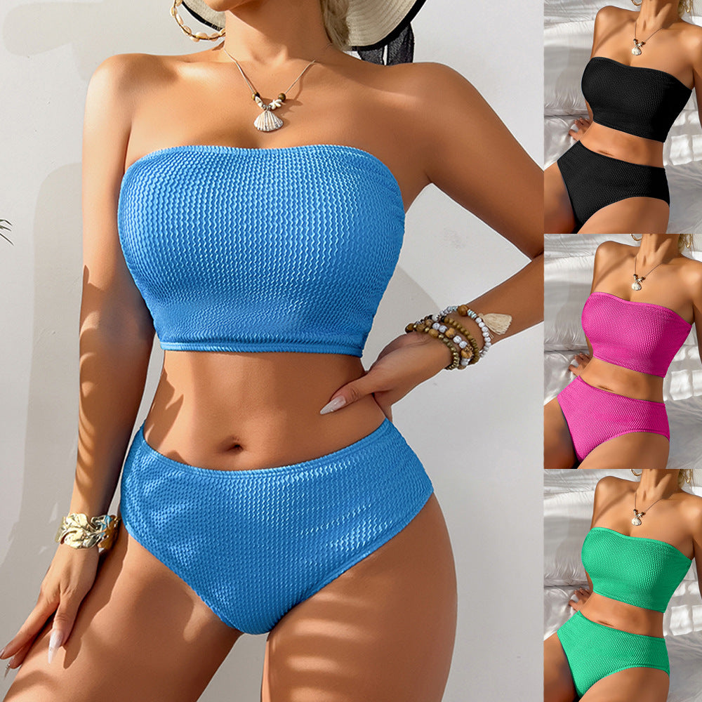 Damen Bandeau Bikini mit strukturiertem Design Drune