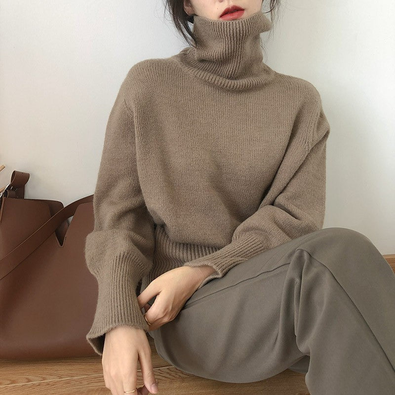 Damen Gemütlicher Rollkragenpullover aus feinem Strick Drune