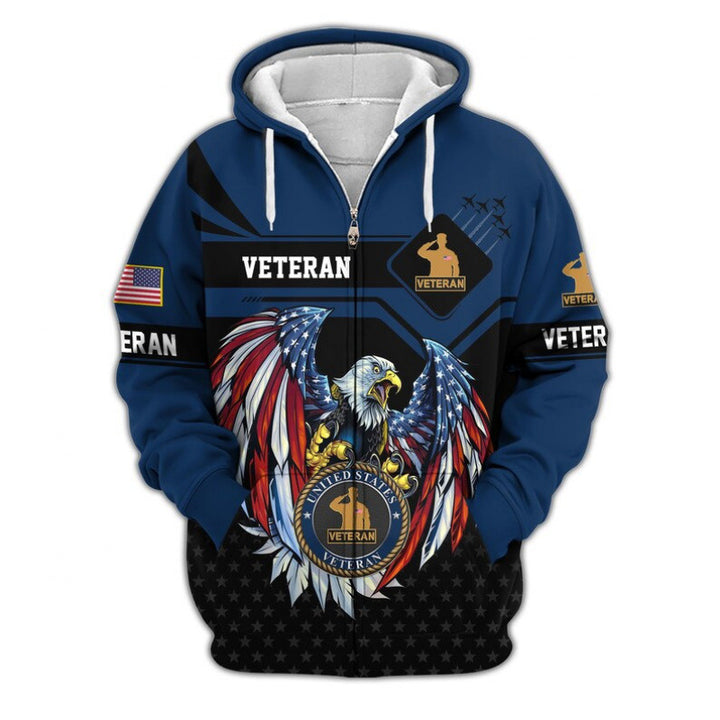 Herren Kapuzensweater mit amerikanischem Veteranenmotiv Drune