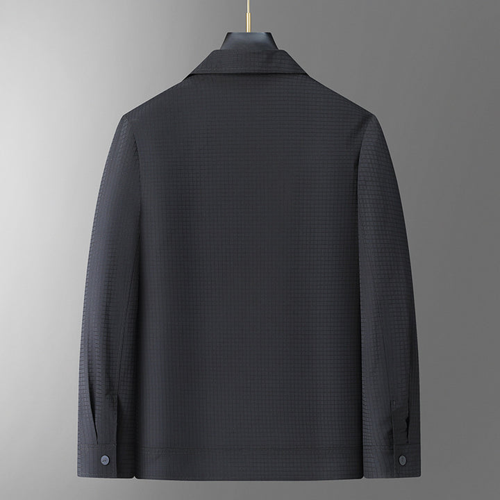Herren Leichte strukturierte Coach-Jacke im Overshirt-Stil mit Druckknopfleiste und aufgesetzten Taschen Drune