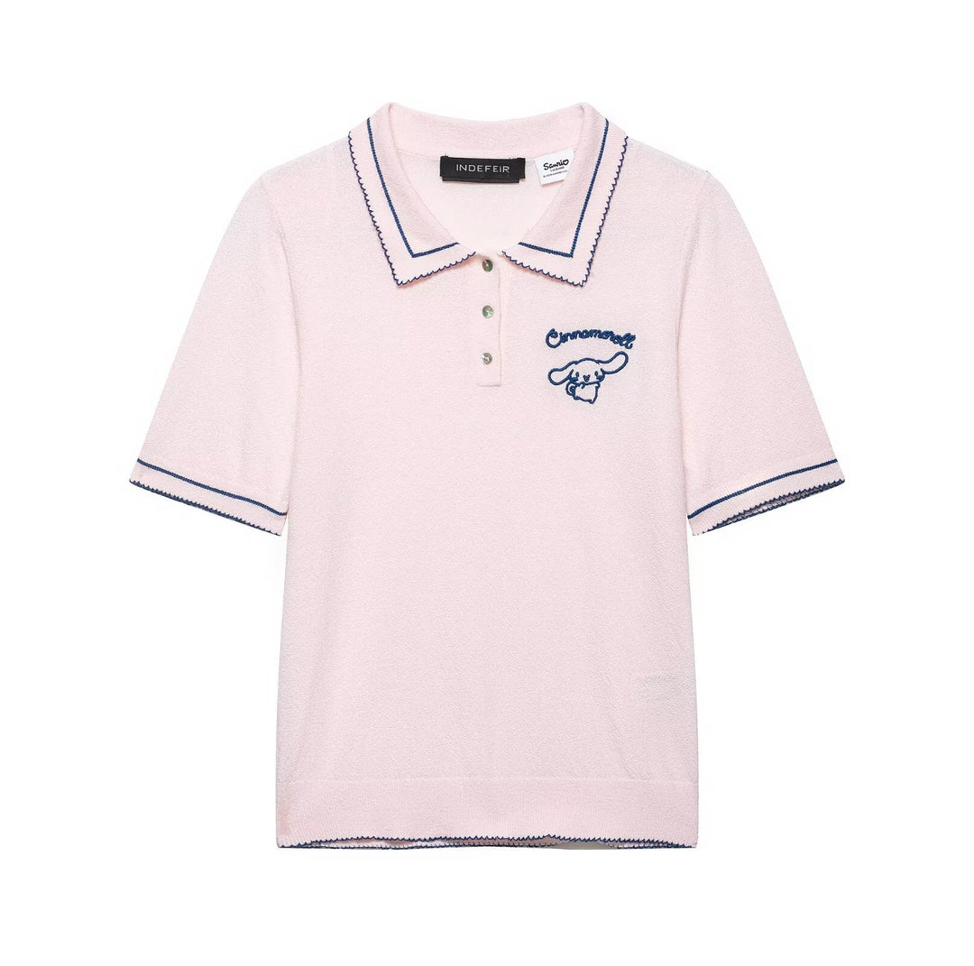 Damen Polo-Shirt mit feiner Struktur und gesticktem Motiv Drune