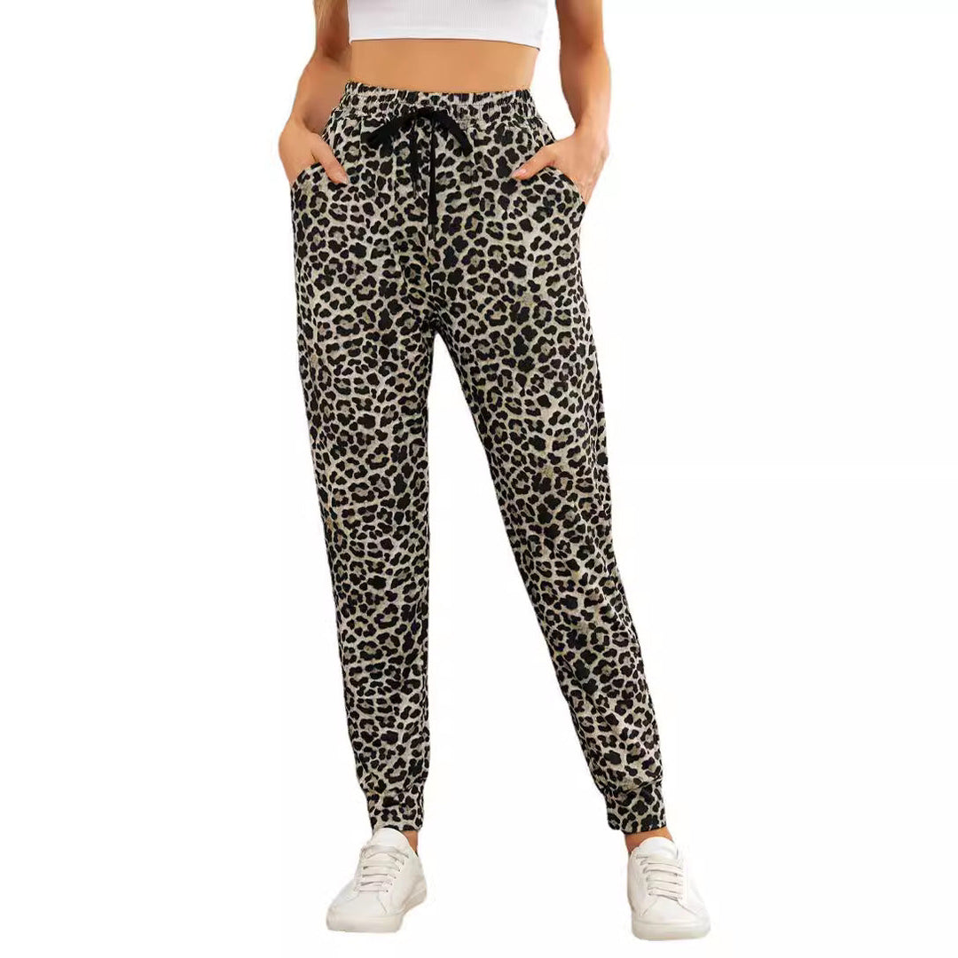 Damen Modische Sporthose im trendigen Leopardenmuster Drune