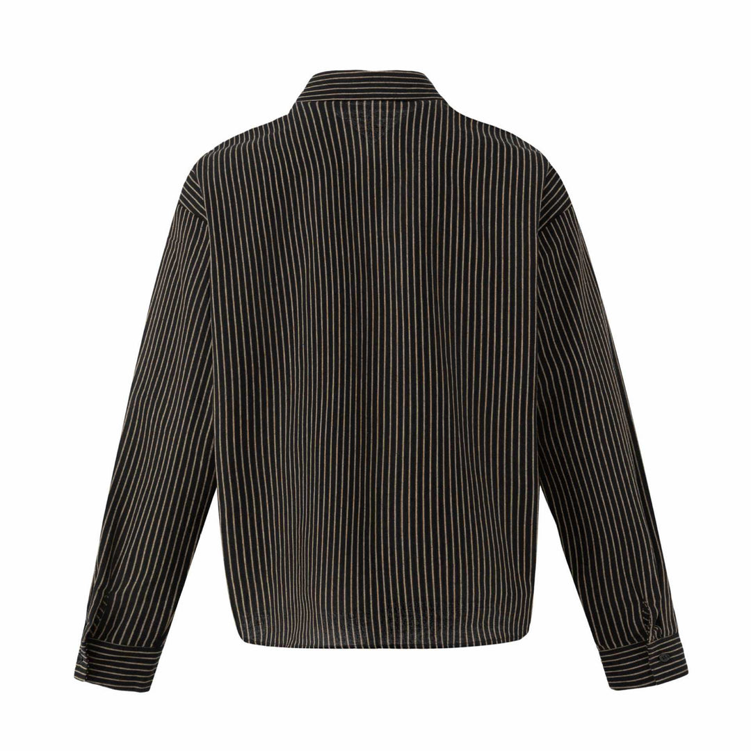 Damen Oversize-Hemdbluse mit feinen Streifen und Kentkragen Drune