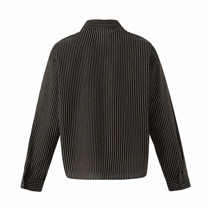 Damen Oversize-Hemdbluse mit feinen Streifen und Kentkragen Drune