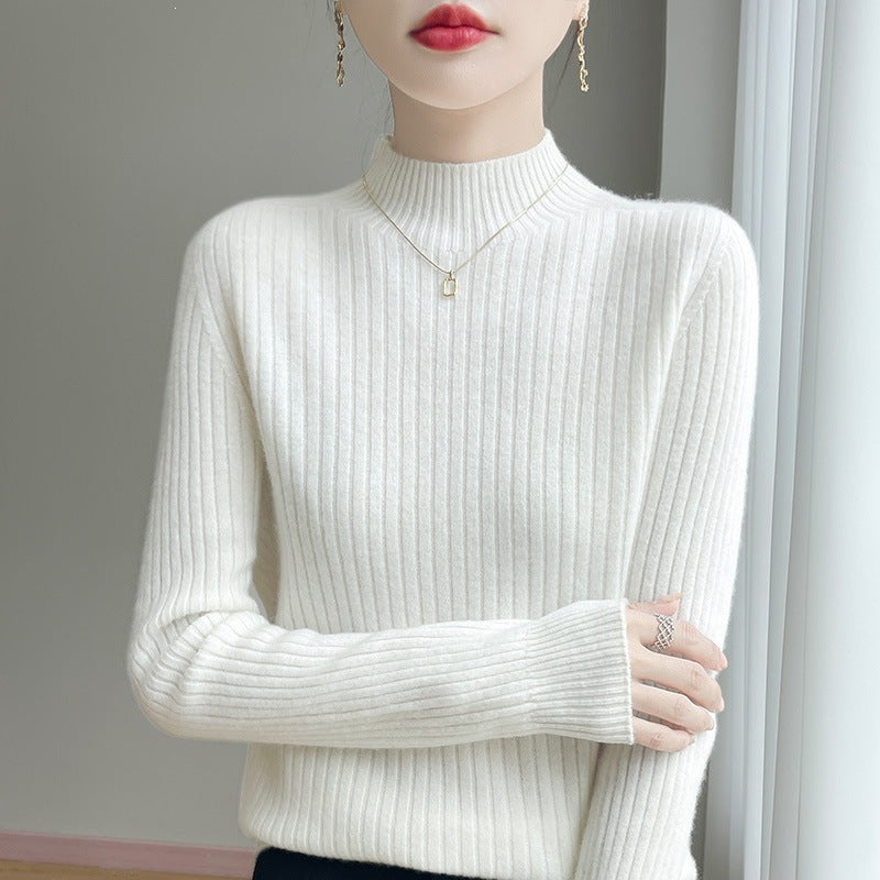 Damen Schmaler Rippenstrick-Mockneck mit extraweicher Kaschmir-Optik Drune
