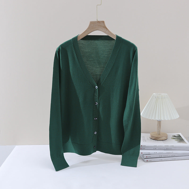 Damen Feiner V‑Ausschnitt-Cardigan aus leichtem Feinstrick mit Knopfleiste Drune