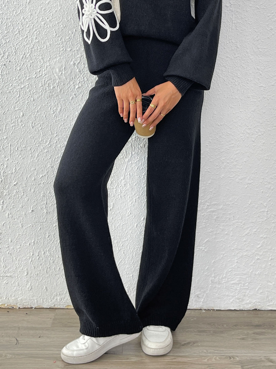 Damen lässige Strickhose mit weitem Schnitt Drune