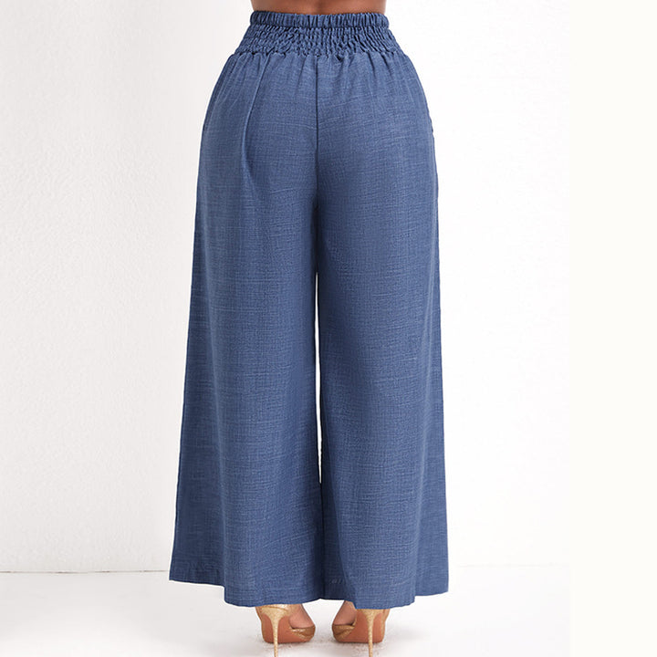 Damen Lässige Palazzo-Hose mit hoher Smock-Taille und dekorativer Kettenapplikation Drune