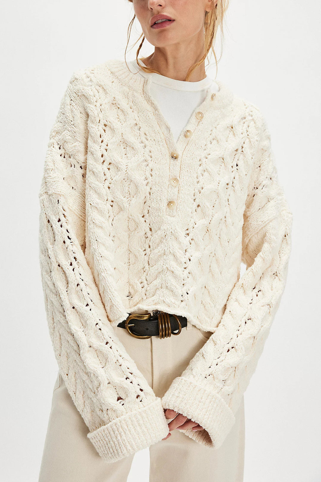 Damen Grobstrickpullover Drune