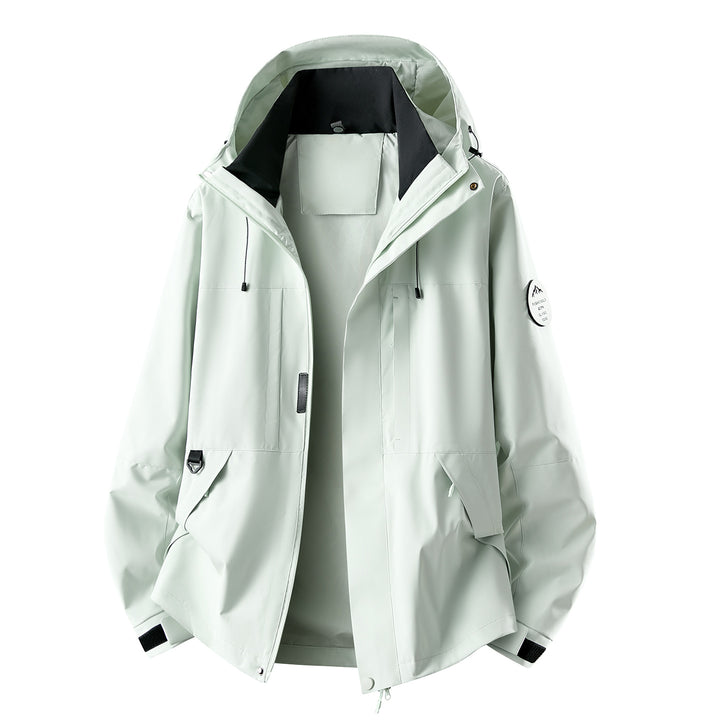 Herren Wasserabweisende Oversize-Outdoorjacke mit Kapuze, atmungsaktivem Softshell & Utility‑Taschen Drune