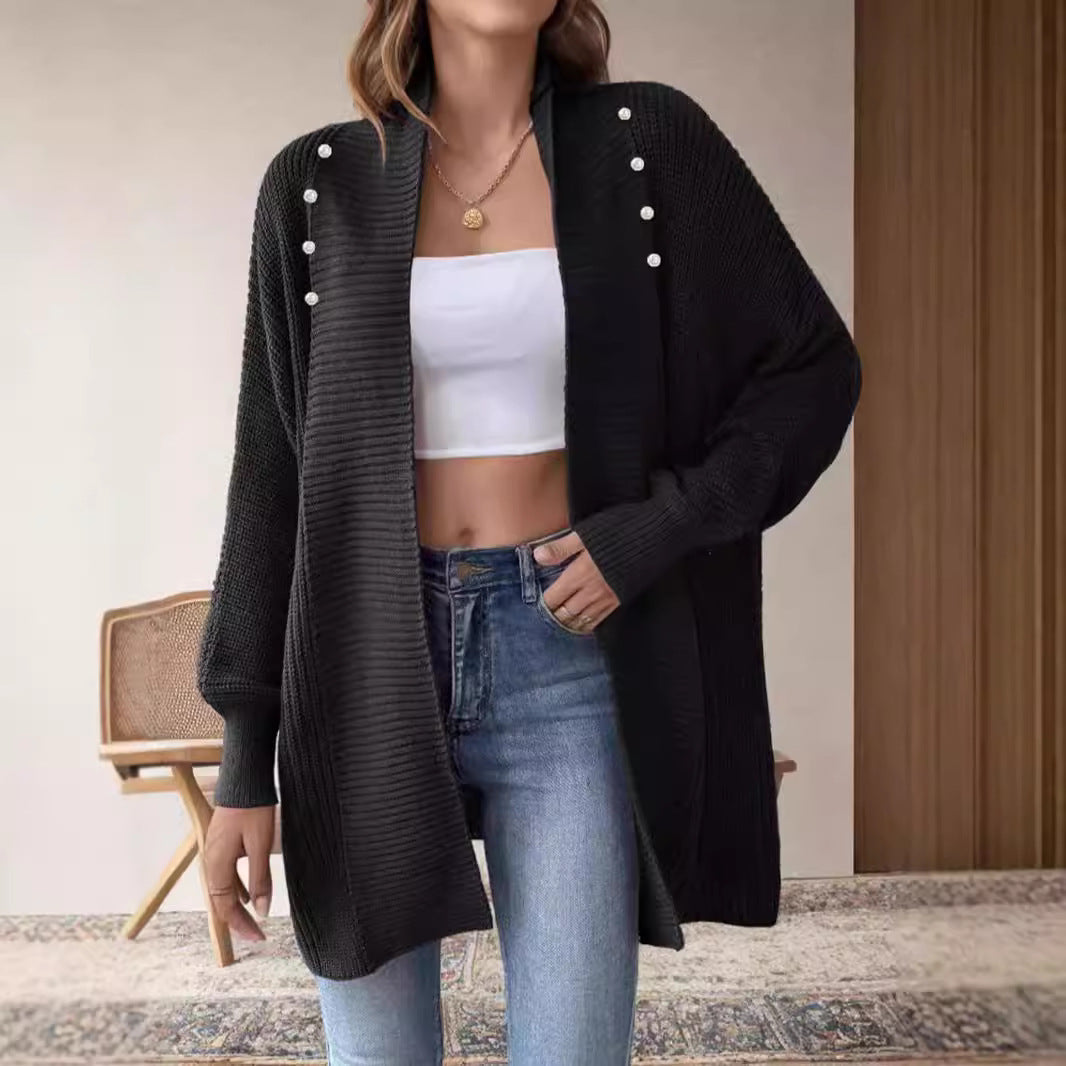 Damen Strickjacke mit perlenbesetzten Knöpfen und elegantem Design Drune