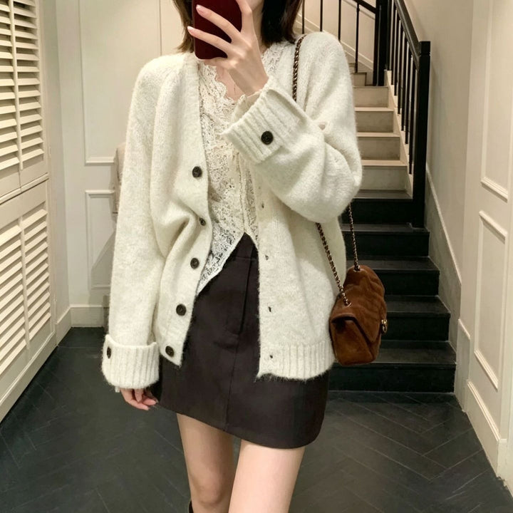 Damen Weicher Grobstrick Cardigan Drune