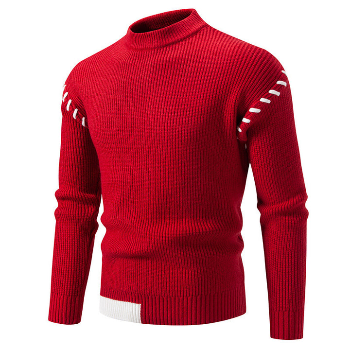 Herren modischer Strickpullover mit hohem Kragen und einzigartigem Zopfdesign Drune