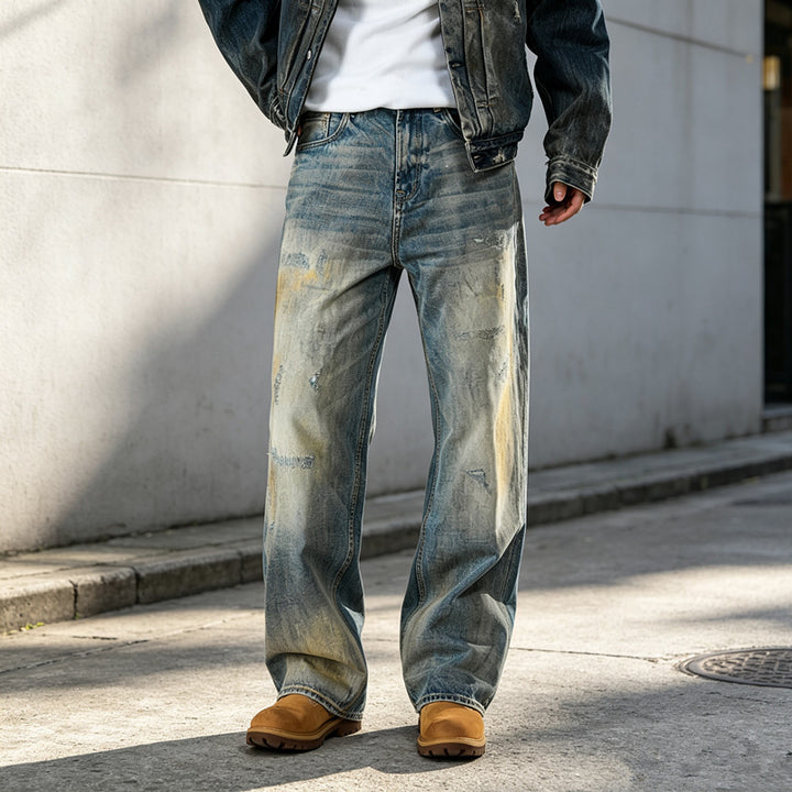 Herren Weit geschnittene Slim-Fit Jeans Drune