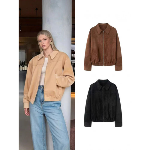 Damen lässige Echtlederjacke Drune