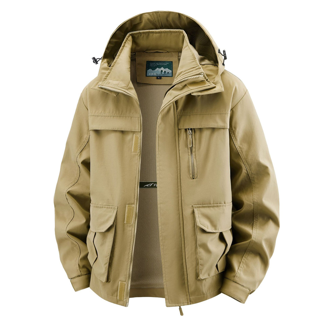 Herren Field‑Utility‑Outdoorjacke mit Kapuze, Multifach‑Taschen und Mesh‑Innenfutter Drune