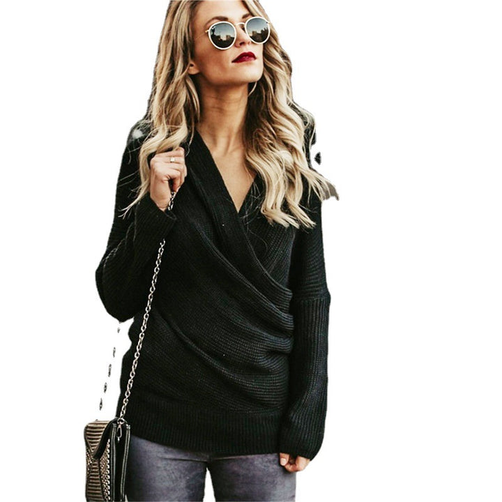 Damen Wickelpullover mit off-shoulder Design und strukturierter Textur Drune