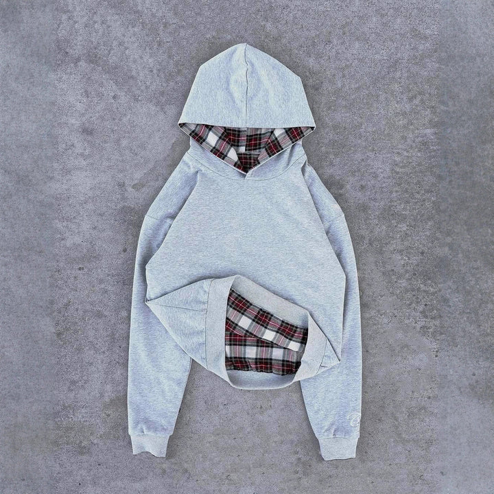 Damen Kapuzenpullover mit modernem Karo-Futter Drune