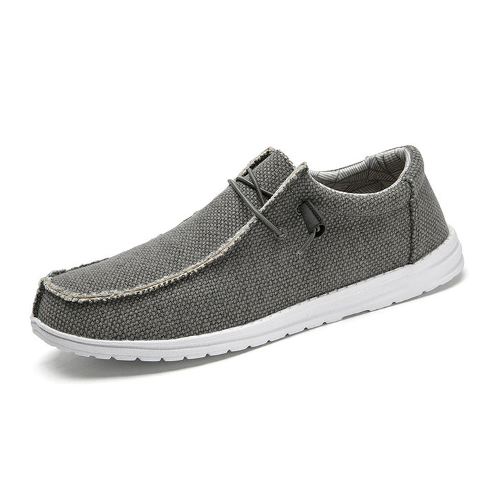 Herren Legerer Canvas-Mokassin-Slipper mit geflochtener Schnürung und gefleckter EVA-Sohle Drune