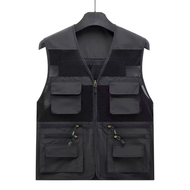 Herren Atmungsaktive Angler- und Fotografenweste mit Mesh‑Paneelen, Multifachtaschen und Zweiwege‑Reißverschluss Drune
