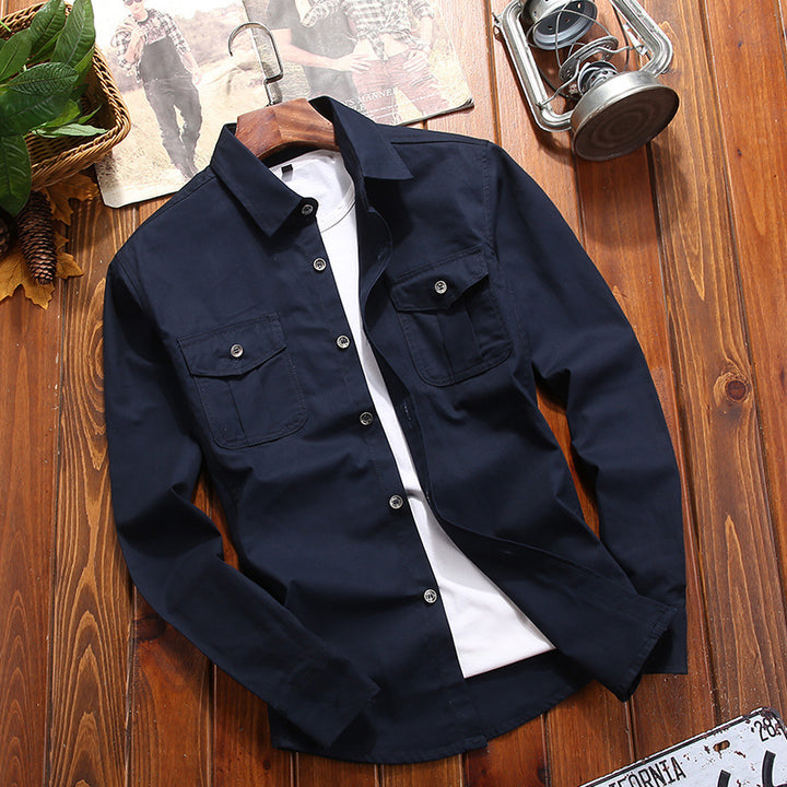 Herren Hemdjacke im Utility‑Look mit aufgesetzten Brusttaschen Drune